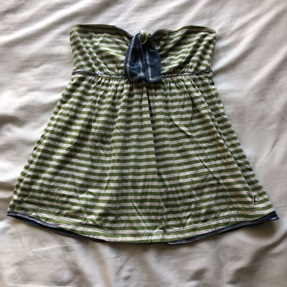 Y2K Hollister Green and White Striped Tube Top - Picture 1 of 7